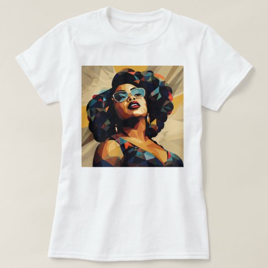 Schwarze Frau: Kubistische Kunst T-Shirt (Design vorne)