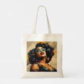 Schwarze Frau: Kubistische Kunst Tragetasche (Rückseite)