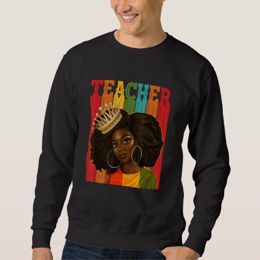 Schwarze Frau Lehrerin Afro Retro Matching Black H Sweatshirt (Vorderseite)