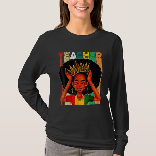 Schwarze Frau Lehrerin Afro Retro Matching Black H T-Shirt (Vorderseite)