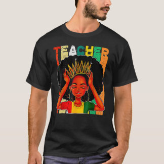 Schwarze Frau Lehrerin Afro Retro Matching Black H T-Shirt