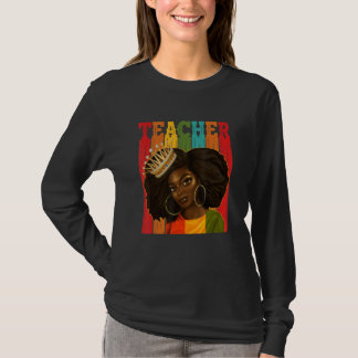Schwarze Frau Lehrerin Afro Retro Matching Black H T-Shirt
