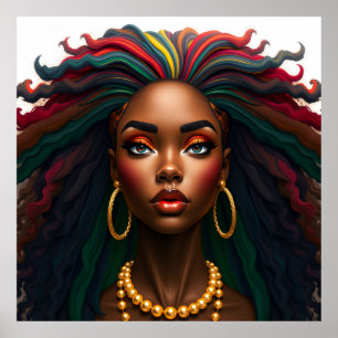 Schwarze Frau Melanin Schwestern braune Haut Mädch Poster