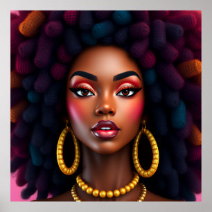 Schwarze Frau Melanin Schwestern braune Haut Mädch Poster