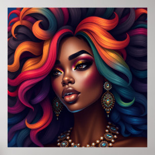Schwarze Frau Melanin Schwestern braune Haut Mädch Poster