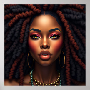 Schwarze Frau Melanin Schwestern braune Haut Mädch Poster