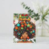 Schwarze Frau Melanin Weihnachten Afro Natural Que (Stehend Vorderseite)