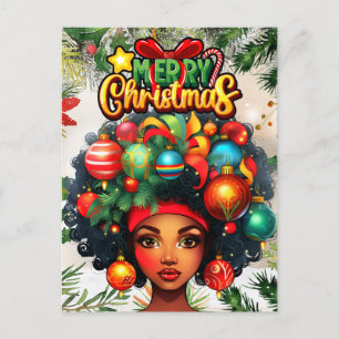 Schwarze Frau Melanin Weihnachten Afro Natural Que