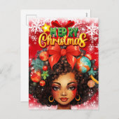 Schwarze Frau Melanin Weihnachtsbaum Weihnachtssch Feiertagspostkarte (Vorne/Hinten)