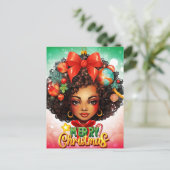 Schwarze Frau Melanin Weihnachtsbaum Weihnachtssch Feiertagspostkarte (Stehend Vorderseite)