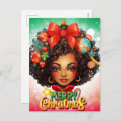Schwarze Frau Melanin Weihnachtsbaum Weihnachtssch Feiertagspostkarte (Vorne/Hinten)