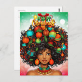 Schwarze Frau Melanin Weihnachtsbaum Weihnachtssch Postkarte (Vorne/Hinten)