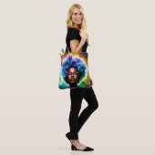 Schwarze Frau mit Afro Hair in Brille Galaxie Kuns Tasche (Am Model)