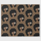 Schwarze Frau mit Blume im Haar, braun Geschenkpapier (Flach)