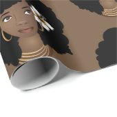 Schwarze Frau mit Blume im Haar, braun Geschenkpapier (Rolleneckpunkt)