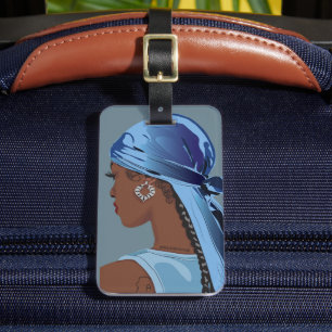 Schwarze Frau mit Durag-Kunstwerk Gepäckanhänger