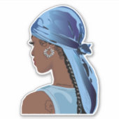 Schwarze Frau mit einem farbigen Dauerkunst Aufkleber (Vorderseite)