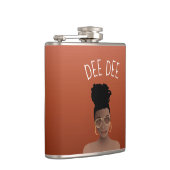 Schwarze Frau mit Gold-Shades & High Bun, Kupferbr Flachmann (Rechts)