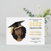 Schwarze Frau mit Graduationskappe, Klasse 20XX Folieneinladung (Stehend vorne)