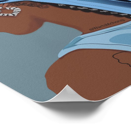 Schwarze Frau mit harten Kunstwerken Poster (Ecke)