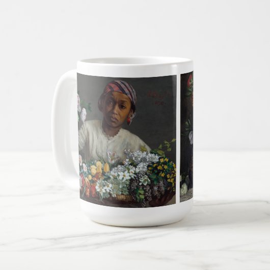 Schwarze Frau mit Peonies | Fré dé Bazille Kaffeetasse (Vorderseite Links)
