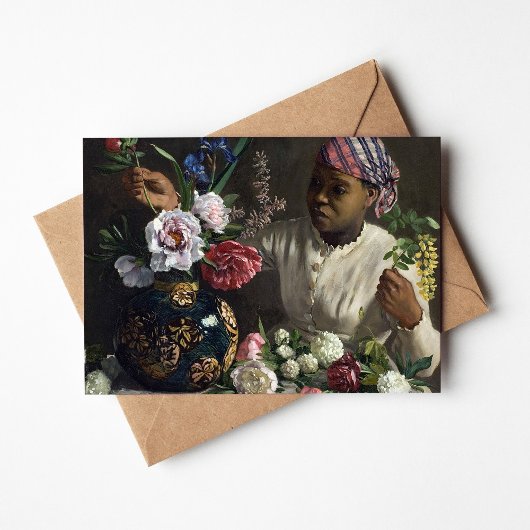 Schwarze Frau mit Peonies | Fré dé Bazille Karte
