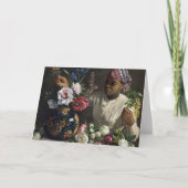 Schwarze Frau mit Peonies | Fré dé Bazille Karte (Vorderseite)