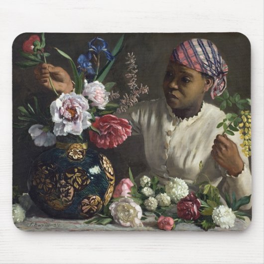 Schwarze Frau mit Peonies | Fré dé Bazille Mousepad (Vorne)