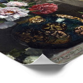 Schwarze Frau mit Peonies | Fré dé Bazille Poster (Ecke)