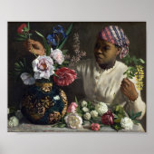 Schwarze Frau mit Peonies | Fré dé Bazille Poster (Vorne)