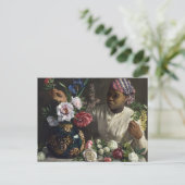 Schwarze Frau mit Peonies | Fré dé Bazille Postkarte (Stehend Vorderseite)