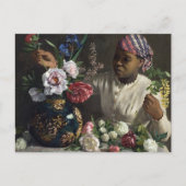 Schwarze Frau mit Peonies | Fré dé Bazille Postkarte (Vorderseite)