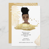 Schwarze Frau mit Schatten, tropisches Gold 21. Ge Einladung (Vorne/Hinten)