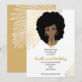 Schwarze Frau mit Schatten, tropisches Gold 21. Ge Einladung (Vorne/Hinten)
