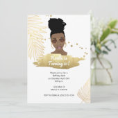 Schwarze Frau mit Schatten, tropisches Gold 21. Ge Einladung (Stehend Vorderseite)