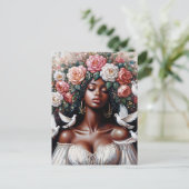 Schwarze Frau mit Tauben Blumenkunst Postkarte (Stehend Vorderseite)