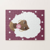 Schwarze Frau mit weißem Afro, Bubblegum, Sterne L Puzzle (Horizontal)