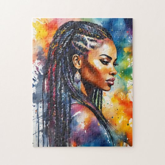 Schwarze Frau mit Zöpfen Puzzle (Vertikal)