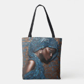 Schwarze Frau Mosiac Blue Copper Tasche (Rückseite)