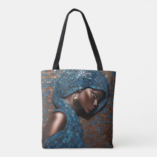 Schwarze Frau Mosiac Blue Copper Tasche (Rückseite)