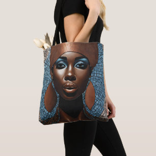 Schwarze Frau Mosiac Blue Copper Tasche