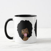 Schwarze Frau, Naturhaar Schönheiten, Blume & Kaug Tasse (Links)