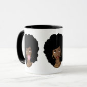 Schwarze Frau, Naturhaar Schönheiten, Blume & Kaug Tasse (Vorderseite Links)