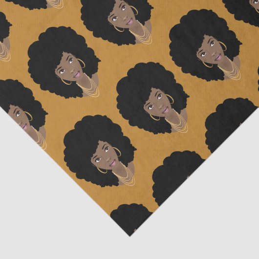 Schwarze Frau, natürliches Haar, Senfgelb Seidenpapier (Ausschnitt)