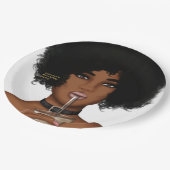 Schwarze Frau Pappteller (Schrägansicht)