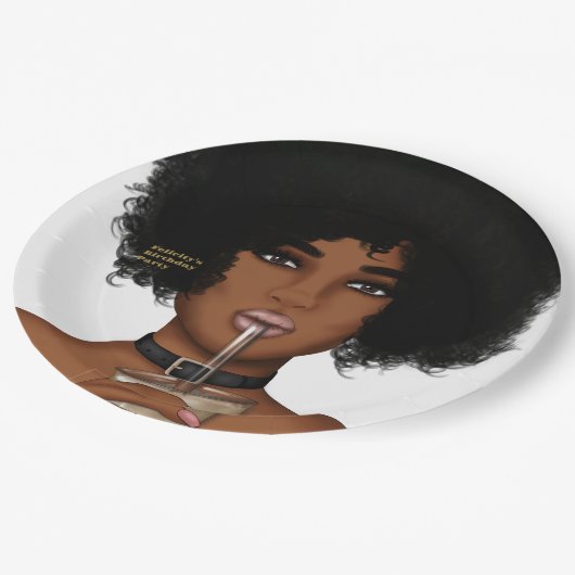 Schwarze Frau Pappteller (Schrägansicht)