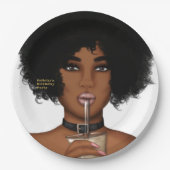 Schwarze Frau Pappteller (Vorderseite)