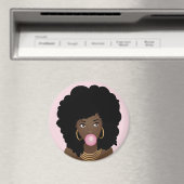 Schwarze Frau Poppen Pink Bubblegum, rosa Magnet (In Situ (Geschirrspüler))