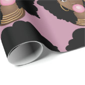 Schwarze Frau, Poppingrosa Bläschen, Lila Licht Geschenkpapier (Rolleneckpunkt)