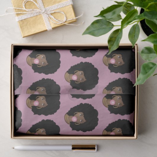 Schwarze Frau, Poppingrosa Bläschen, Lila Licht Seidenpapier (Geschenk)